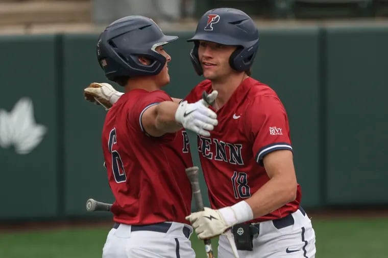 Jarrett Pokrovsky (6) and Davis Baker (18) are two cornerstone pieces set to return for Penn baseball next season.