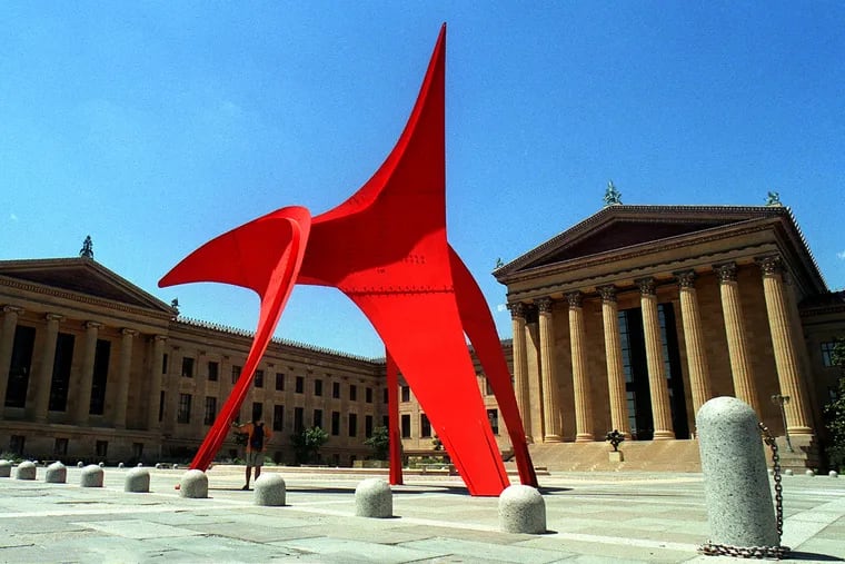 Aug. 2, 1999: On loan to the city for six months, "Eagle" a 40 foot sculpture by Alexander Calder, is installed on the terrace of the Philadelphia Museum of Art. The work is what Calder, the inventor of the mobile, called a "stabile" - a stationary mobile.