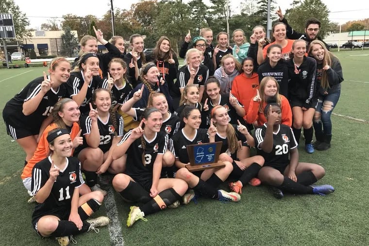 The Pitman girls’ soccer team poses for a picture after winning the South Jersey Group 1 title. Pitman, however, fell to Shore Regional in the state semifinals on Tuesday.