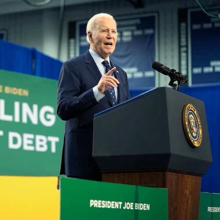 President Joe Biden speaks about student loan debt, April 8, 2024, in Madison, Wis.