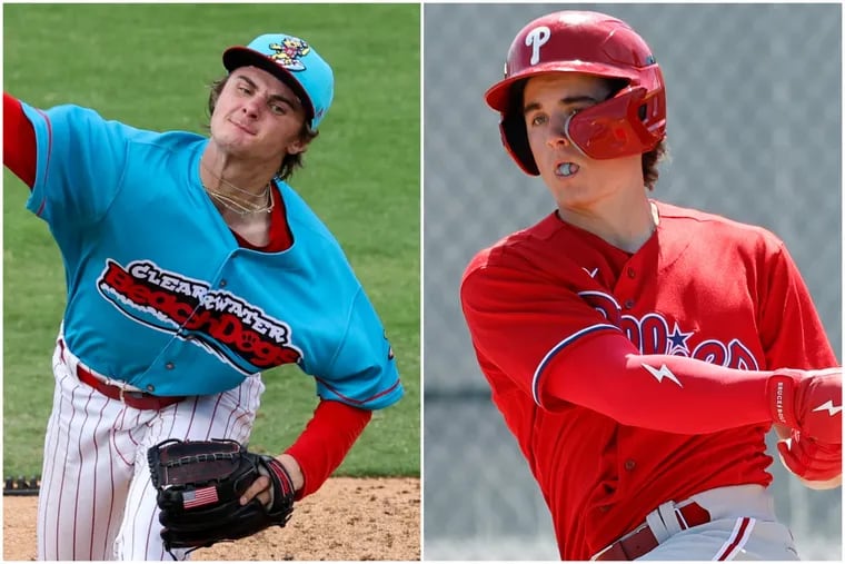 Pitcher George Klassen (left) and shortstop Aidan Miller are two of the Phillies' most highly touted prospects.