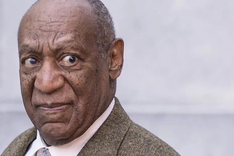 Bill Cosby leaves the Montgomery County Courthouse on Monday after the first day in a pivotal pretrial hearing in advance of his retrial on sexual assault charges.