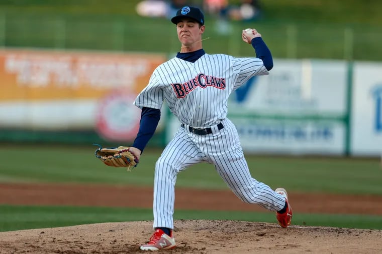 Will Stewart, pitching for the Lakewood BlueClaws, is starting this year's South Atlantic League all-star game.