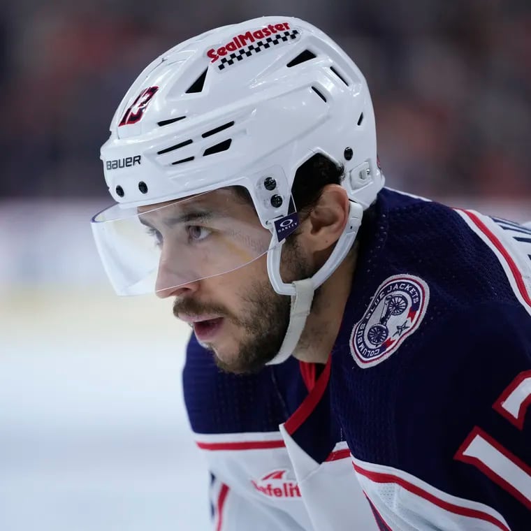 The Columbus Blue Jackets' Johnny Gaudreau plays during an NHL hockey game on Jan. 4 in Philadelphia.