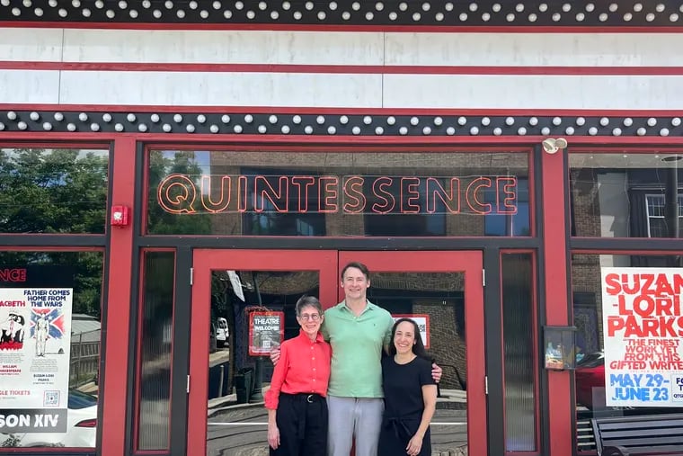 From left: Quintessence Theatre Group board chair Patricia Stranahan, founding artistic director Alex Burns, and executive director Erica Ezold.