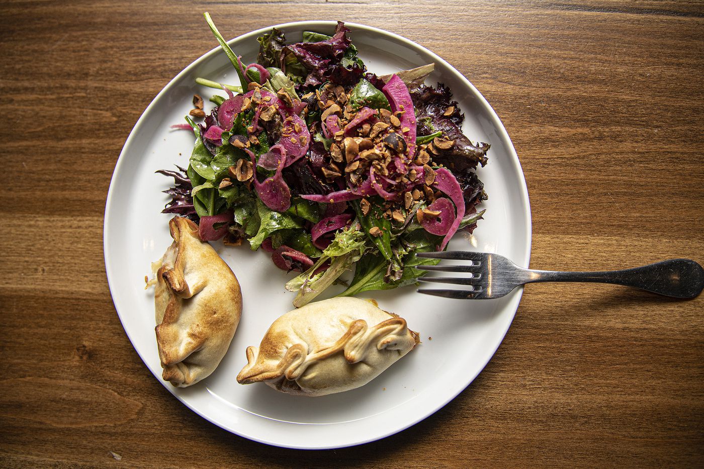 Empanadas and salad at Jezabel's Bakery in West Philadelphia, a participant in Dine Latino Restaurant Week.