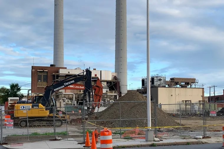 Demolition work along Market Street east of PSERS headquarters in Harrisburg, Pa., in October 2019. The pension system is using pension funds to buy and clear properties stretching from its offices to the rundown residential neighborhoods on the city's east side, but says it's not ready to discuss its plans in detail.