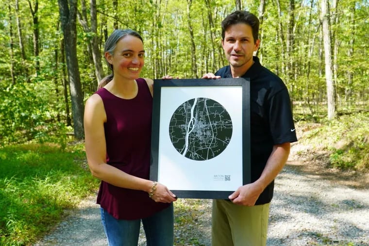 Megan and Kevin Langdon, of Lewisburg, Union County, have created a company called Floating Maps that features an interactive map of small, Pennsylvania towns over the decades.