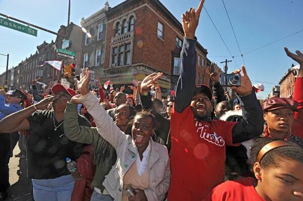 Oct 31, 2008 - Philadelphia, Pennsylvania, USA - Philadelphia Phillies  World Series Parade on Broad Street, in Philadelphia. (Credit Image: ©  Jessica Griffin/Philadelphia DailyNews/ZUMA Press Stock Photo - Alamy