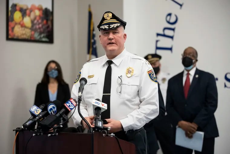 SEPTA Police Chief Thomas J. Nestel spoke at a press conference about the investigation into the mass shooting that occurred last Wednesday at the Broad and Olney Transportation Center in Philadelphia, Pa. on Monday, February 22, 2021.