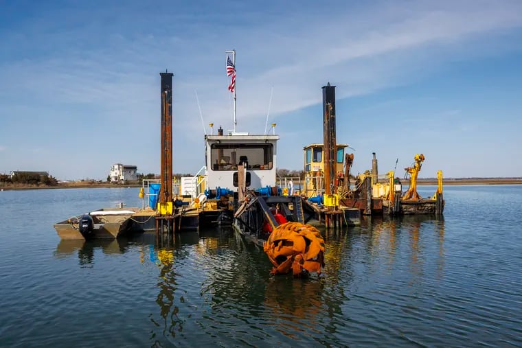 A West Chester-based Mobile Dredging & Video Pipe Inc. dredging rig in Post Creek, Wildwood, N.J. The New Jersey Department of Transportation is spending nearly $10 million to dredge what's known as the Wildwood Channel Complex, backbays that run through Wildwood, North Wildwood, West Wildwood, and Middle Township in Cape May County.