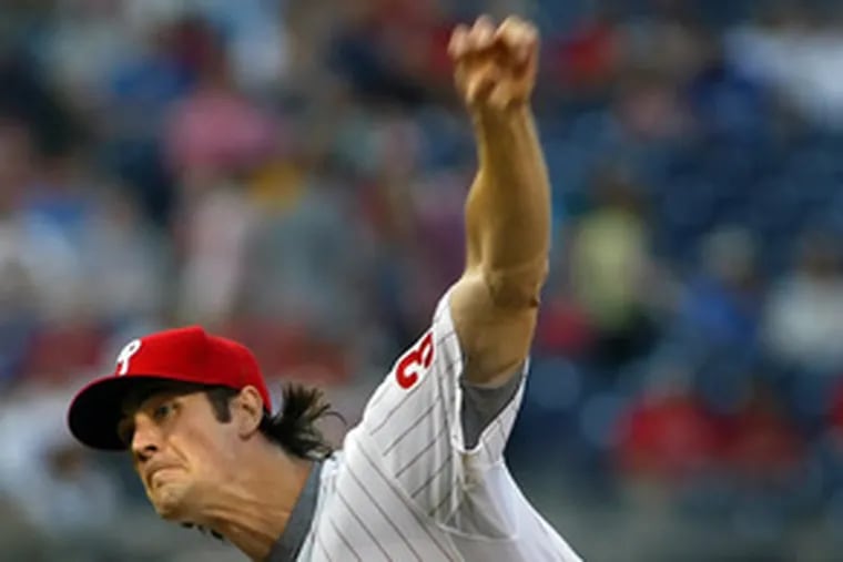 Phils starter Cole Hamels threw seven strong innings to pick up his fifth win.