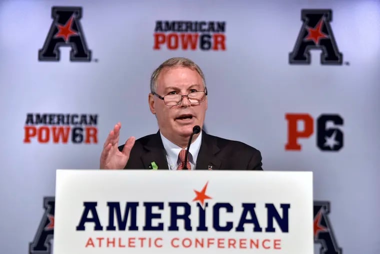 American Athletic Conference commissioner Mike Aresco speaking at last summer's football media days.