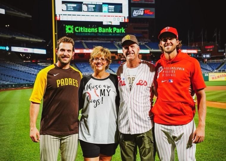 Austin and Aaron Nola's Parents before Game 2