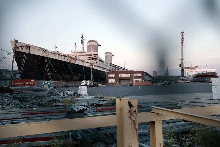 The SS United States at Pier 82 on the Delaware River in Philadelphia on Sunday, September 8, 2024.