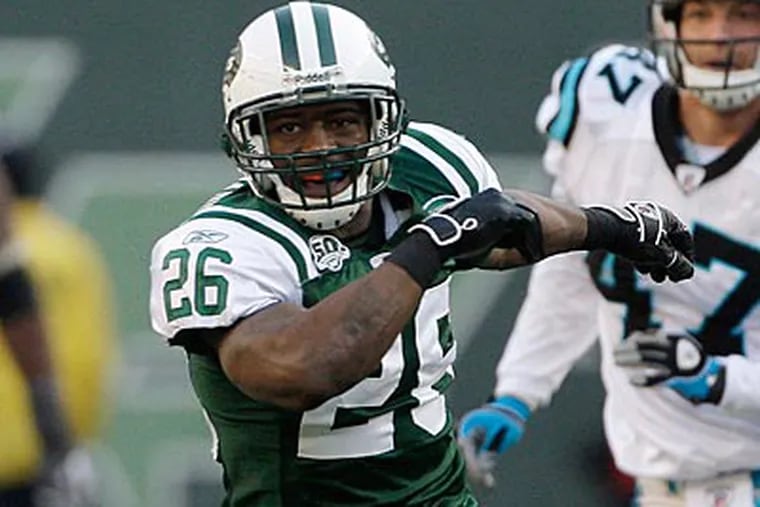 Lito Sheppard will play in the AFC Championship today with the New York Jets. (AP Photo/Julie Jacobson)