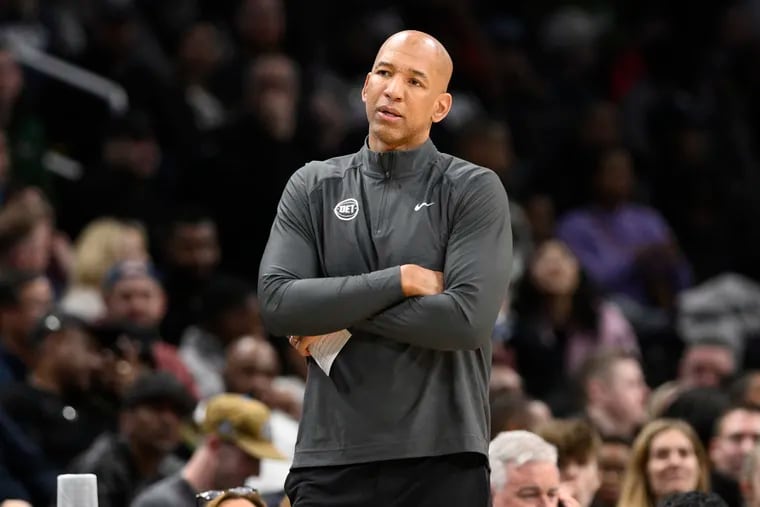 Detroit Pistons coach Monty Williams looks on during a game against the Washington Wizards on March 29.