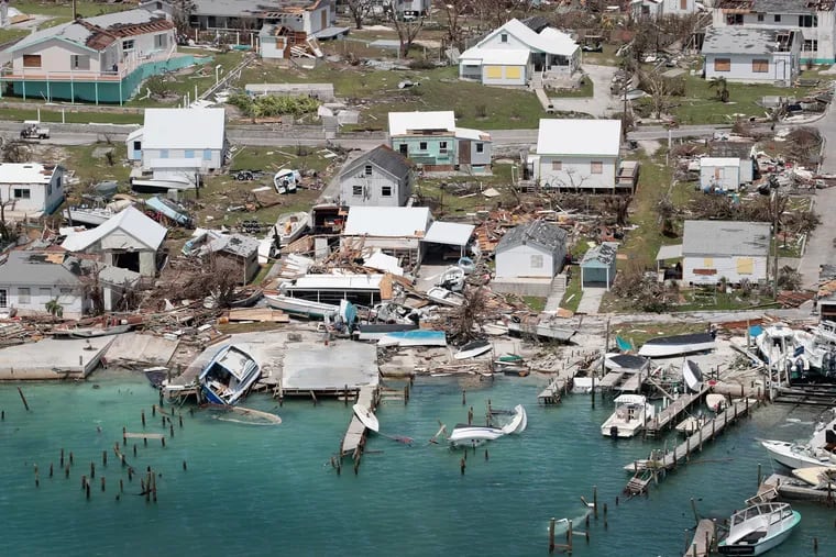 An aerial view of damage caused by Hurricane Dorian on Great Abaco Island in September. Now real estate investors are looking for opportunities as the rebuilding begins.