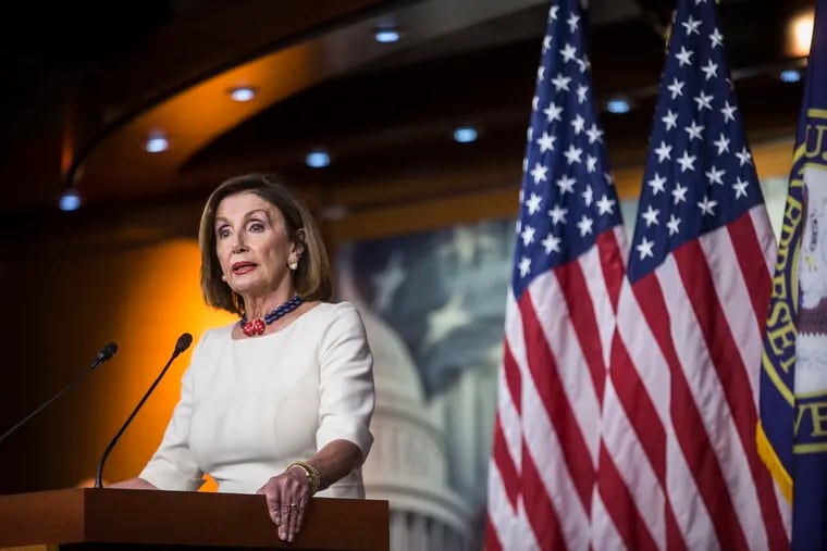 House Speaker Nancy Pelosi (D-CA) speaks during a weekly news conference on Capitol Hill on September 26, 2019 in Washington, DC.  Speaker Pelosi discussed an impeachment inquiry into President Donald Trump. (Zach Gibson/Getty Images/TNS)