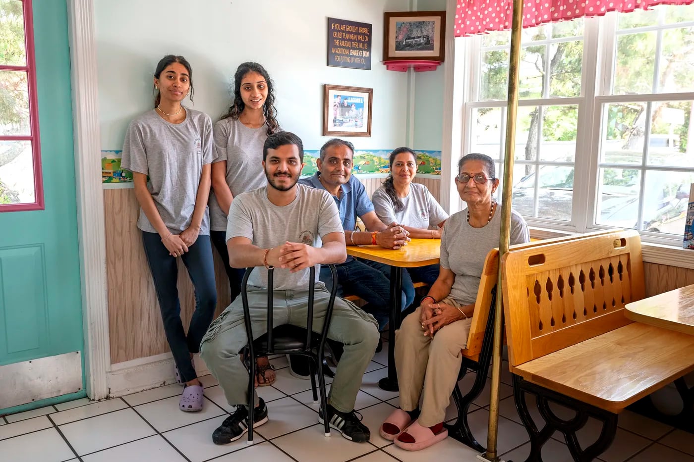The Patel family at Ice Cream Station. From left are siblings Kesha, 22; Keya, 21; and Jay, 25; their parents, Jack and Sonal Patel; and grandmother, Nita Patel.