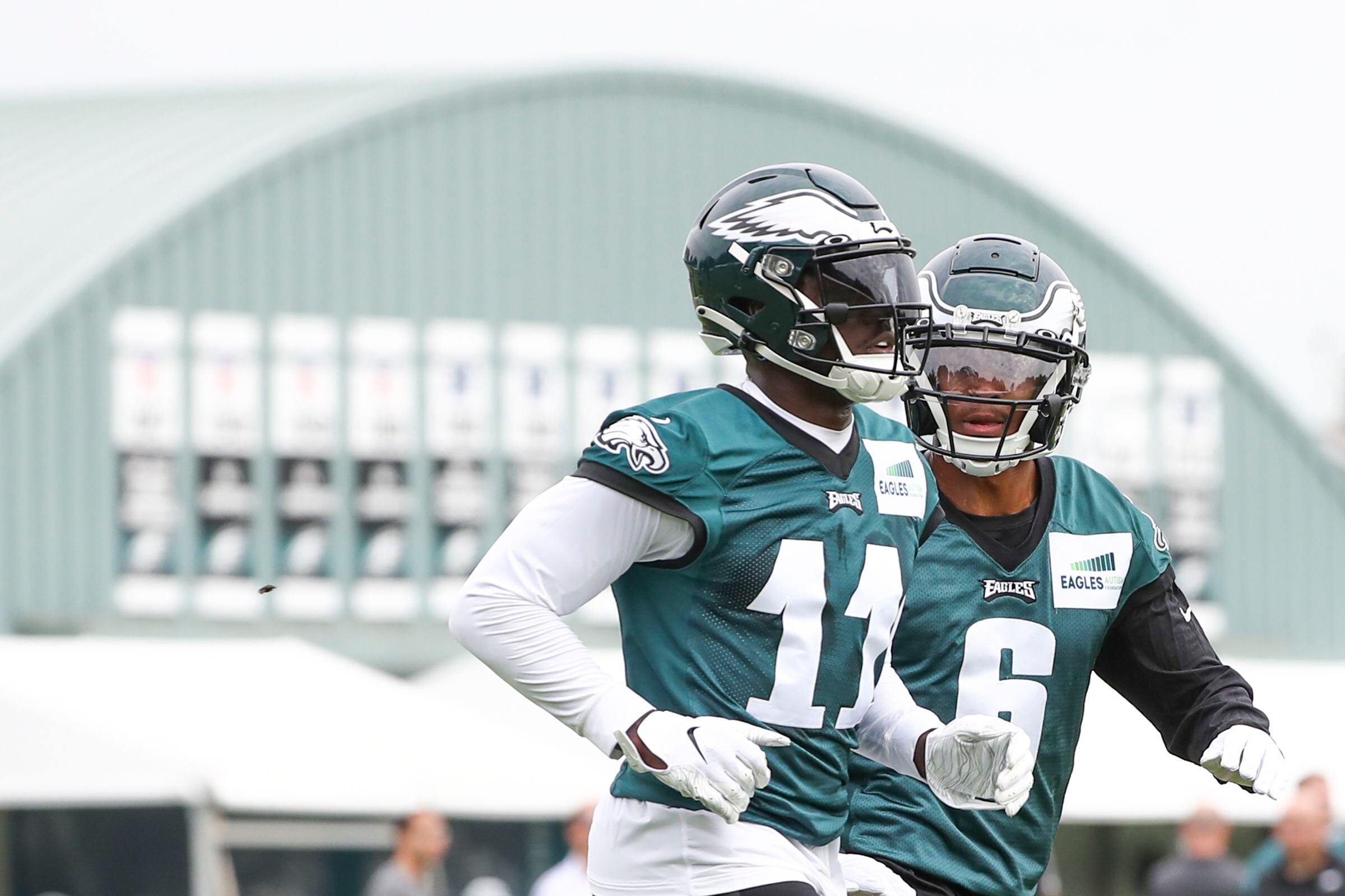 Jeff McLane on X: A.J. Brown at his youth camp at La Salle College High  School. The #Eagles WR held camps earlier this summer in his home state of  Mississippi.  /