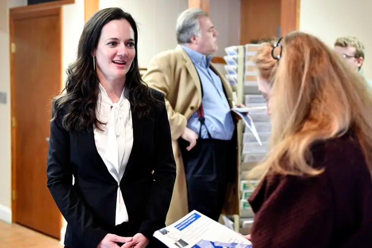 Freshman Republican State Rep. Stephanie Borowicz chats with visitors during an open house at her new Milesburg office on Thursday, March 7, 2019. Borowicz on Monday introduced a bill that would ban abortion in Pennsylvania after the detection of a fetal heartbeat, which usually occurs around six to eight weeks gestation.
