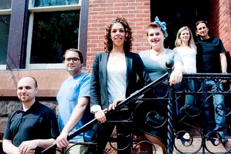 Left to right: Ross Olchvary, Mark Mebus, Nicole Marquis, Rachel Klein, who all worked at Horizons and now own vegan food companies themselves, Kate Jacoby, and Rich Landau, who co-owned Horizons and now own Vedge on Locust. ( ABI REIMOLD / Staff Photographer )