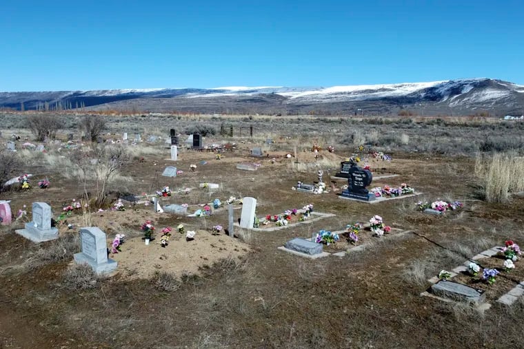 A cemetery in the town of Owyhee, Nev., on the Duck Valley Indian Reservation.