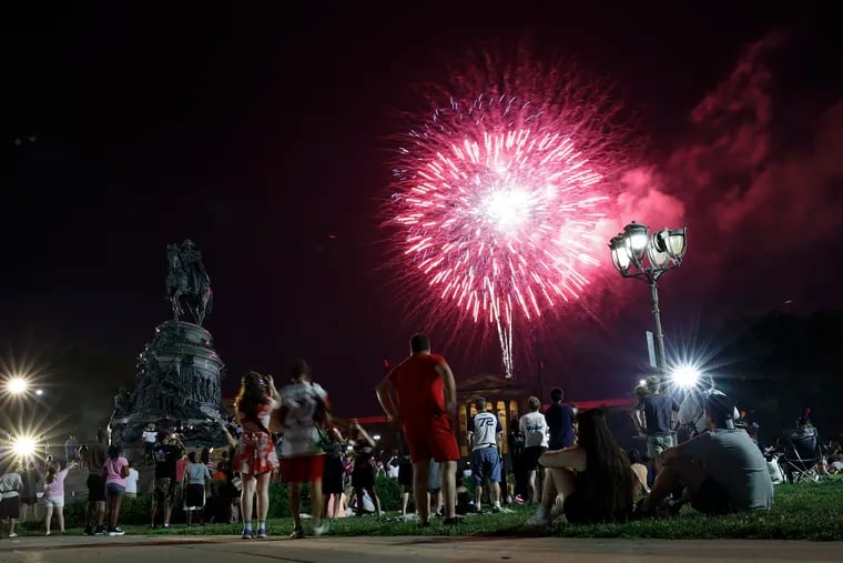 Fireworks lit up over the Philadelphia Museum of Art after the Welcome America July 4th concert along the Benjamin Franklin Parkway on Thursday.