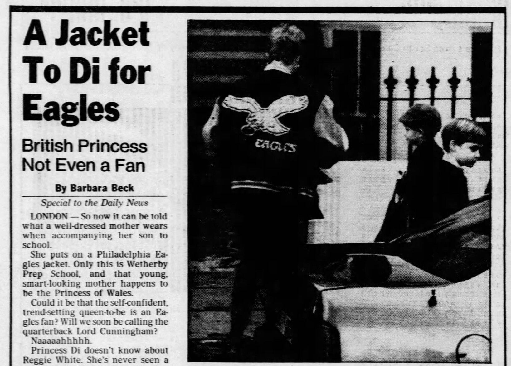 Princess Diana Wearing Philadelphia Eagles Jacket T-Shirt Cracked Ice S-XL