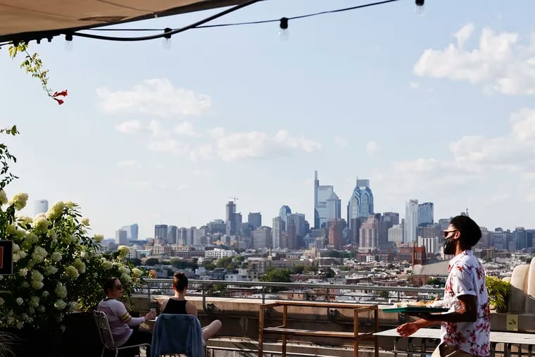 View of Center City Philadelphia from the BoK Bar atop the BOK building in South Philadelphia on Thursday, August 5, 2021.