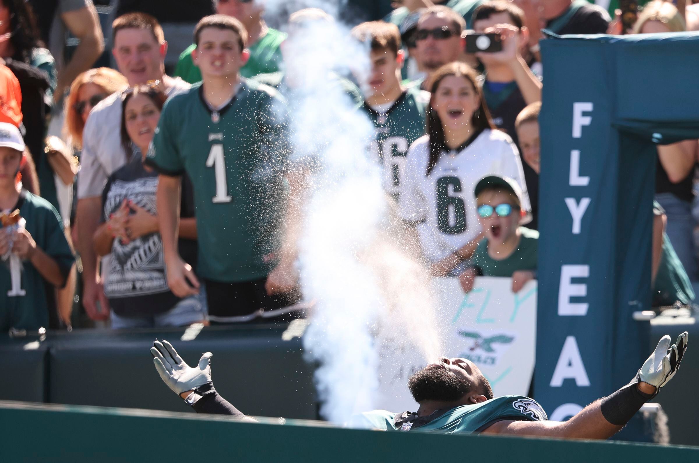 Philadelphia Eagles wide receiver A.J. Brown (11) celebrates after an NFL  football game against the Washington Commanders, Sunday, Sept. 25, 2022 in  Landover, Md. (AP Photo/Daniel Kucin Jr Stock Photo - Alamy