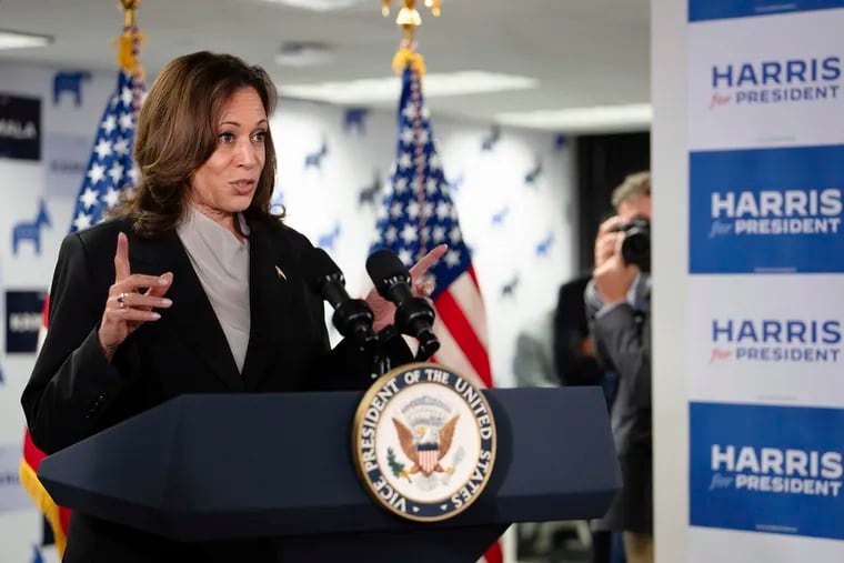 Vice President Kamala Harris speaks at her campaign headquarters in Wilmington, Del., Monday, July 22, 2024. (Erin Schaff/The New York Times via AP, Pool)