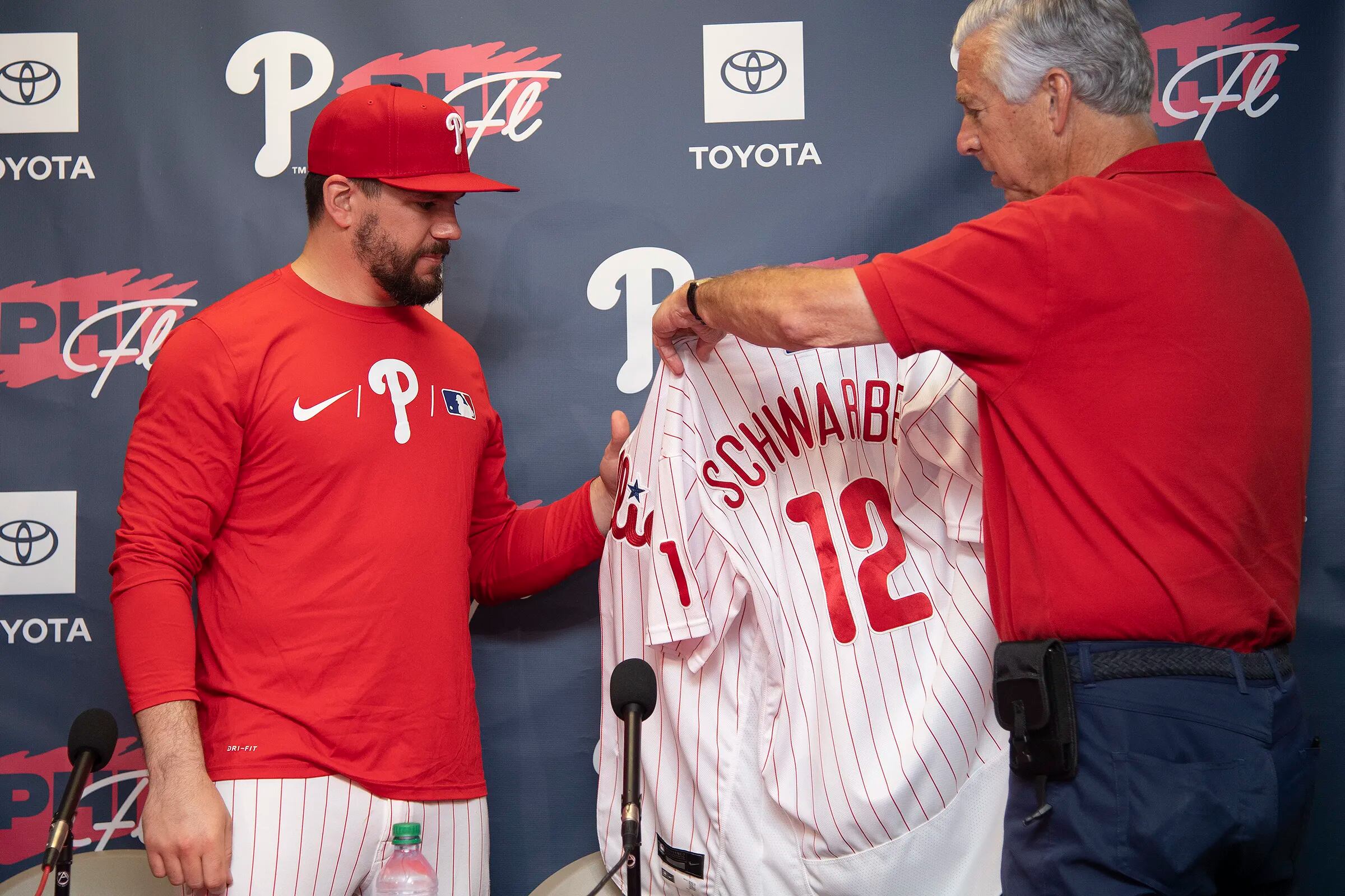 Men's Kyle Schwarber Philadelphia Phillies Roster Name & Number T-Shirt -  Red