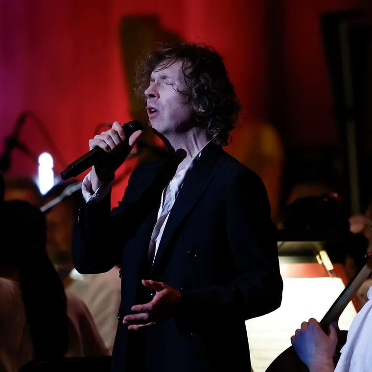 Beck performs with the Philadelphia Orchestra at the Mann Center for the Performing Arts on Thursday.