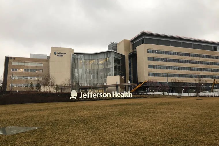 This file photo from 2020 pictures Jefferson Cherry Hill Hospital. On Saturday, a patient got hold of a police officer's gun and fired shots inside the emergency room.