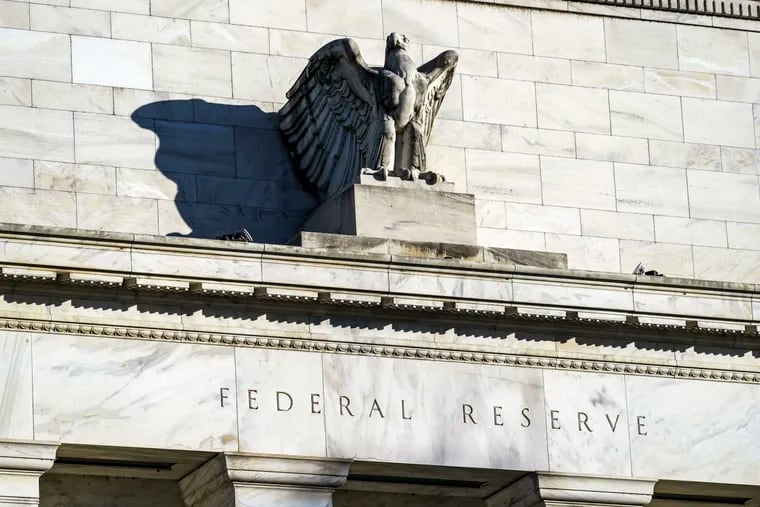 A detail of the Federal Reserve building in Washington is shown in 2020.