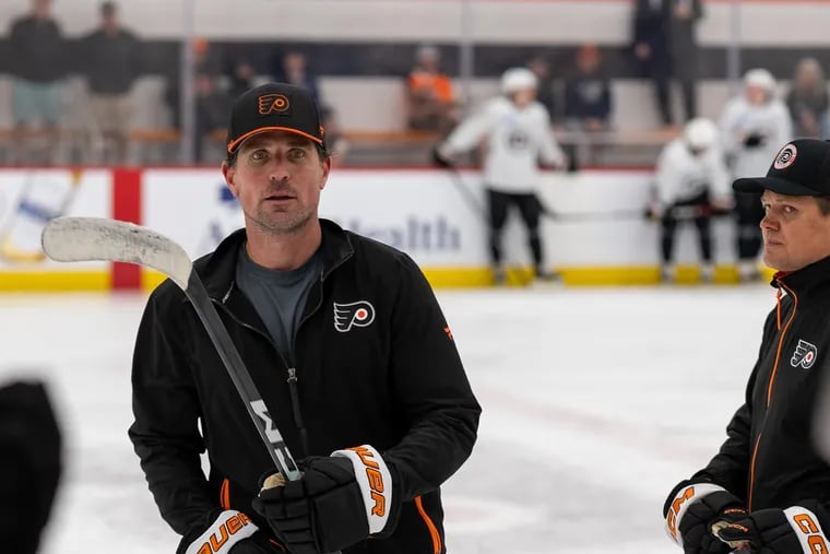 Patrick Sharp works with the Flyers as a member of the player development staff, passing on his knowledge to the next generation.