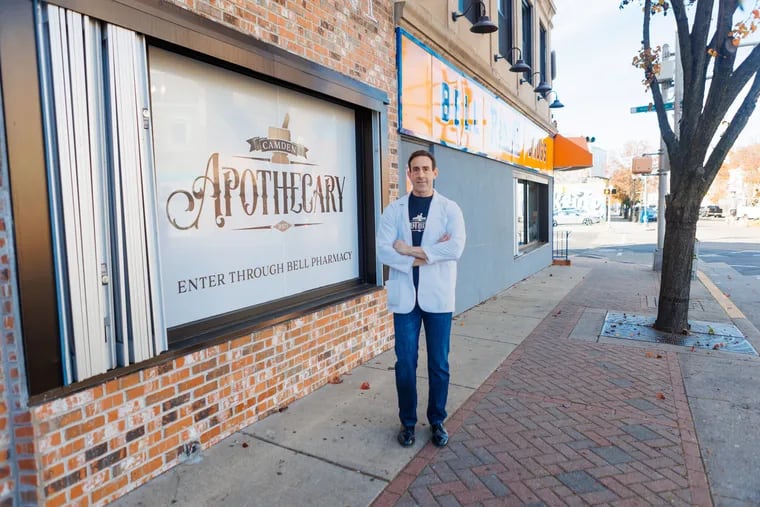 Anthony Minniti in front of his business, The Camden Apothecary, in Camden, NJ, on Monday, Nov. 20, 2023. The Camden Apothecary is open for business, touted by Minniti as the state's first cannabis dispensary operated at a neighborhood pharmacy.
