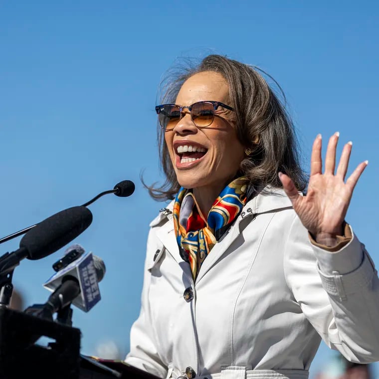 Congresswoman Lisa Blunt Rochester, speaks during the reopening of the St. Georges bridge after it was closed for 18 months in New Castle County, Del., on Friday Oct., 11, 2024.