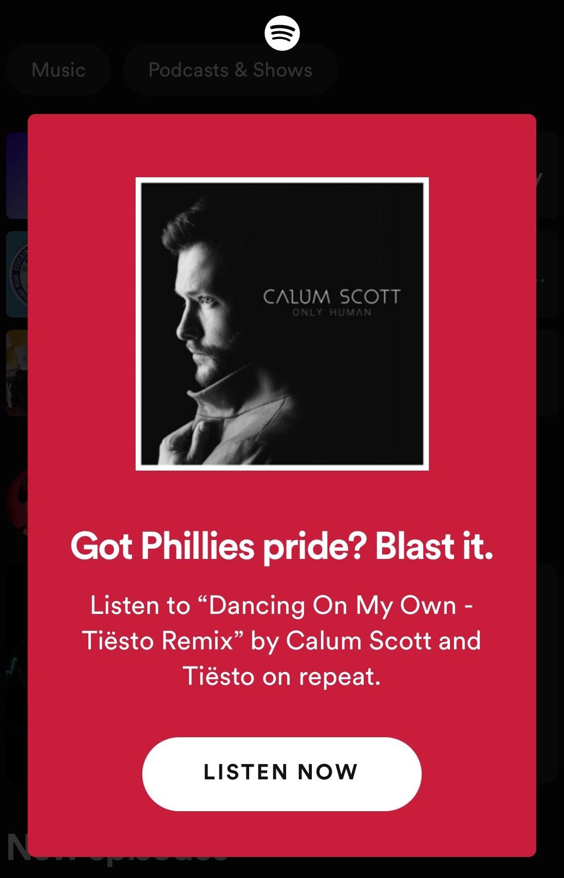 Calum Scott shouts out Phillies fans after 'Dancing On My Own' reaches 1B  streams on Spotify