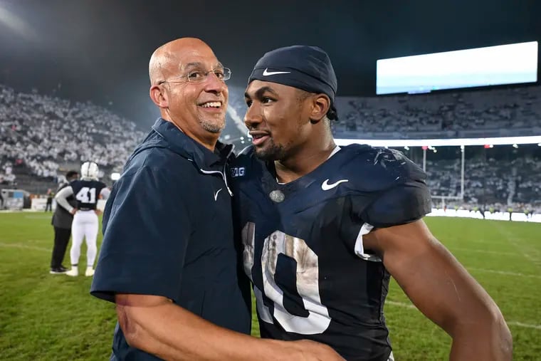 Penn State coach James Franklin and running back Nicholas Singleton are enjoying a 6-0 campaign heading into a matchup with Wisconsin on Saturday.