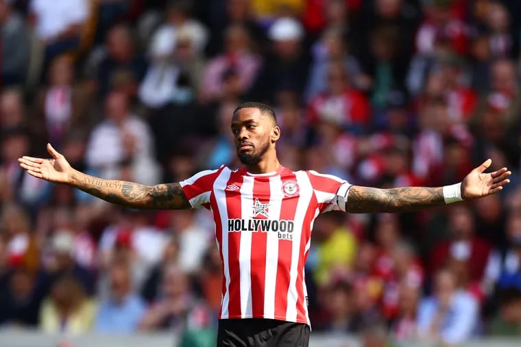 Ivan Toney of Brentford reacts during the Premier League match between Brentford FC and Nottingham Forest at Brentford Community Stadium on April 29, 2023 in Brentford, England.