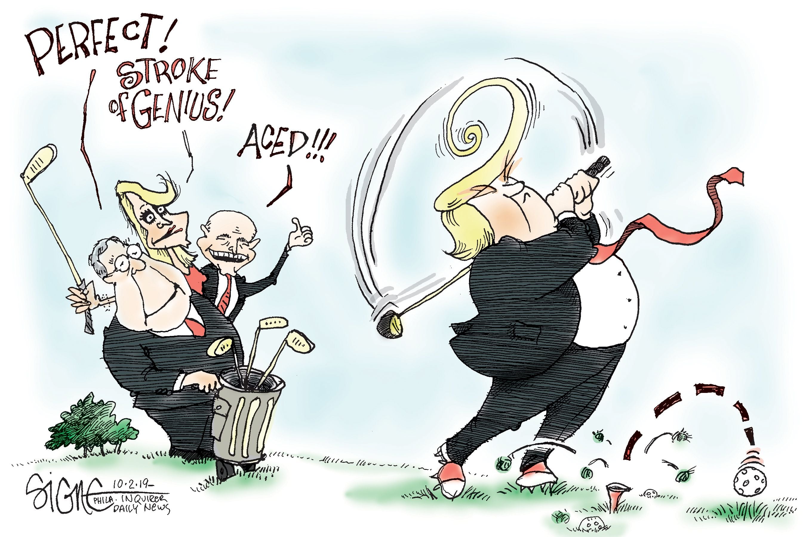 Political Cartoon: Trump's golf stroke of genius