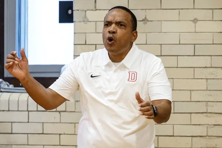 Dobbins coach Derrick Stanton during a game against Constitution on Jan. 23. He says he didn't know that Sam Thomas was in his fifth year of high school.