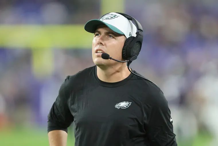 Eagles offensive coordinator Kellen Moore during Baltimore Ravens in a preseason game at M&T Bank Stadium on Aug. 9.