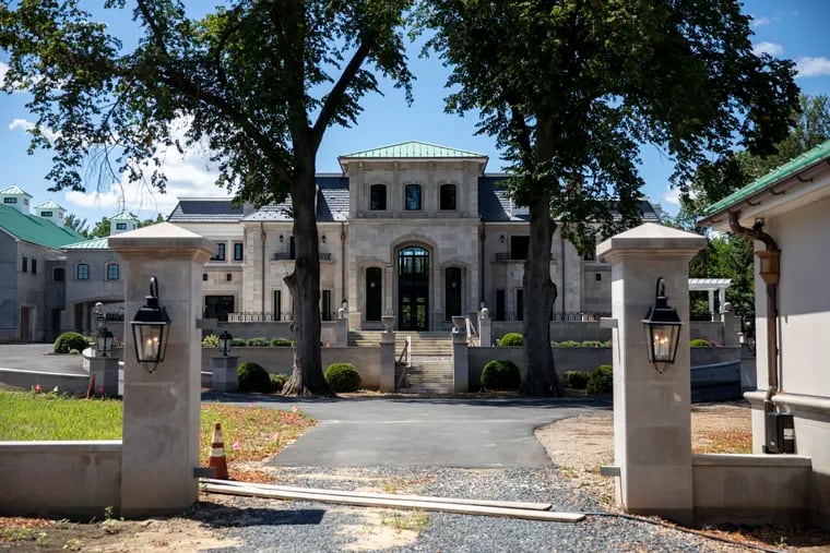 The outside of the mansion, which sits in both Moorestown and Cinnaminson, was still under construction on Aug. 12, 2022.