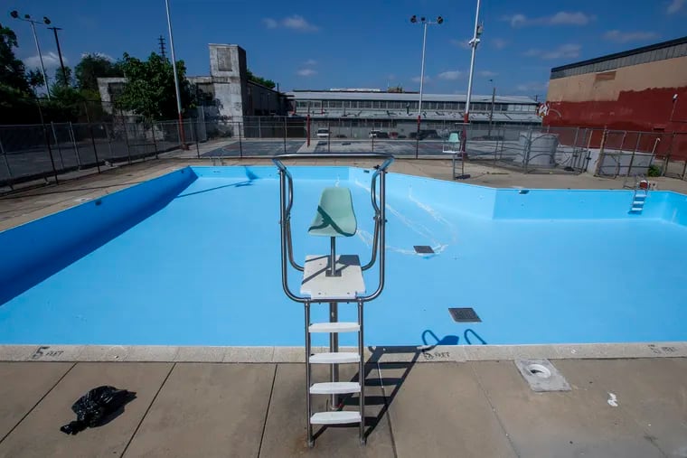 Closed pool at Heitzman Recreation Center at Castor and Amber Streets in the Harrowgate neighborhood of Philadelphia on Monday, June 28, 2021.