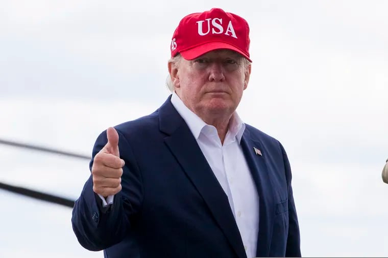 President Donald Trump gives thumbs up before departing Shannon Airport, Friday, June 7, 2019, in Shannon, Ireland.