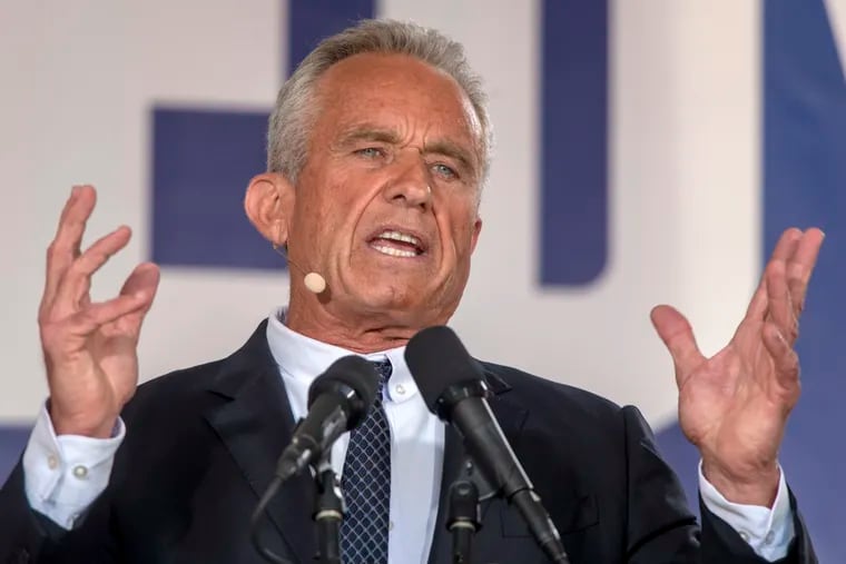 Robert F. Kennedy Jr. announces he's running for president as an independent Monday, Oct. 9, 2023, speaking in front of the National Constitution Center on Independence Mall. He is ending his bid for the Democratic nomination and will launch an independent party run for the presidency in 2024.